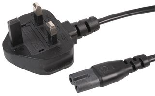 0.5M UK Mains Plug To IEC C7 Lead (Black)