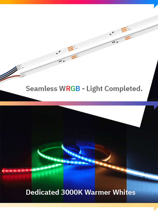 12mm Seamless RGBW COB LED Tape, 3000K Dedicated White, 16W, 24V