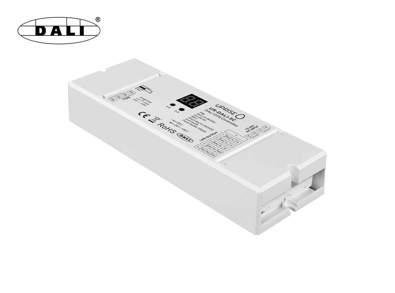 DALI 5CH LED DT8 Dimmer For RGBCW (12V-36V) Diagonal View