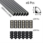 6pcs / Black / 1.8 Meter