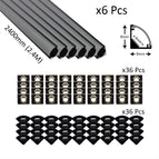 6pcs / Black / 2.4 Meter
