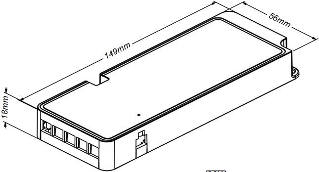 36W furniture LED driver (24V) dimensions. 5 LED outputs.