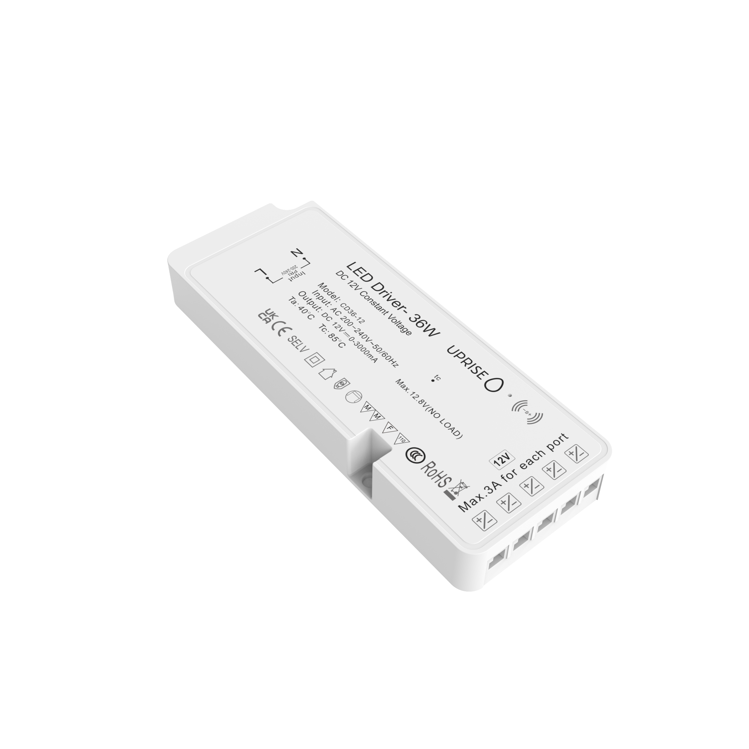 Pfc36w Led Driver 36W 5 Output Cabinet LED Driver (12V) With Mains Lead – Uprise LED