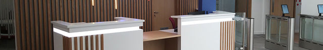 Seamless RGBW (3000K Warm White) COB LED strips (24V) for Lanarkshire council reception. Mounted within 20mm x 20mm half square (boxed style) diffuser architectural LED profile.