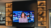 High end media unit with continuous "no dot" LED strip light lines (3000K warm) 24V