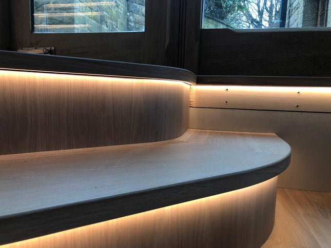 2.4M 4mm 3500K COB LED Strip Light, 5W/M (24V) IP65 (Splash Proof) 0.5M Male Connector Dual End