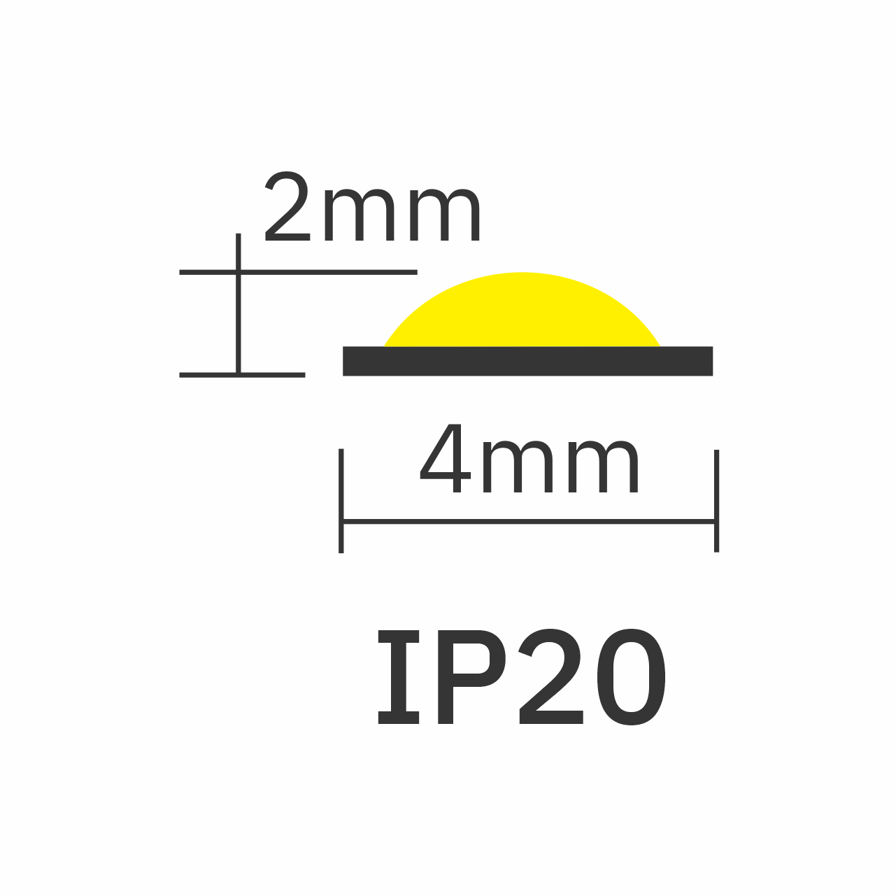IP20 rating height icon for 4mm seamless cob led tape 5w pro 24V 1280px