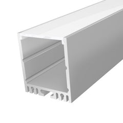 Large Square Aluminium LED Profile 35mm 2M with a Semi Diffused PC Cover Silver Finish