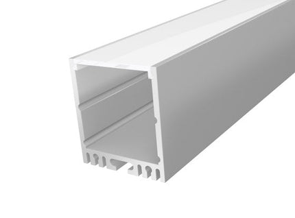 Large Square Aluminium LED Profile 35mm 2M with a Semi Diffused PC Cover Silver Finish