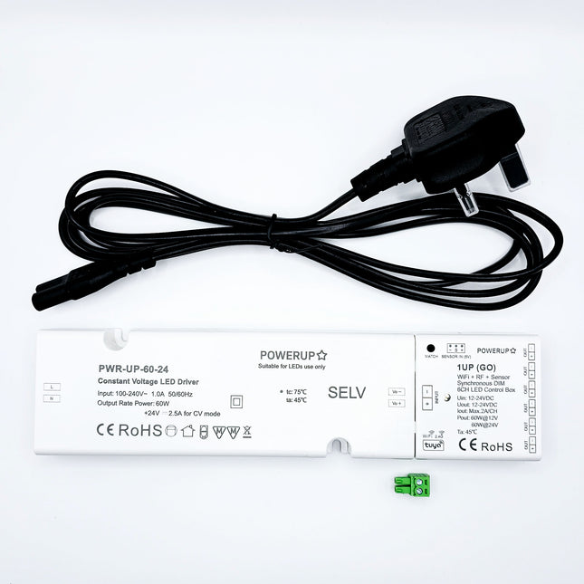 60W Constant Voltage LED Driver With 6 Output Wifi Controller Splitter (24V)