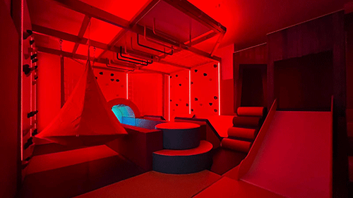 RGBW robust "touch safe" integrated no dot COB LED strip light lines. Red