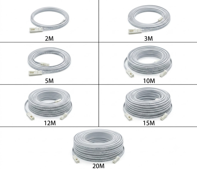 Tape to driver extension cable. 24V. 2M / 3M / 5M / 10M / 12M / 15M / 20M. Male to female micro connectors.