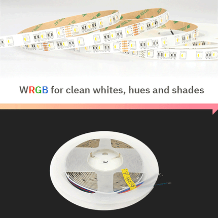 12mm RGBW (3000K) LED Tape 60LED per meter (19.2W/M) SMD5050 (White PCB) 24V