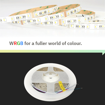 12mm PRO RGBW (4000K) LED Tape 60LED per meter (19.2W/M) SMD5050 (White PCB) 24V