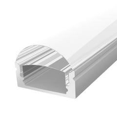 1M Slim Oval LED Channel 17mm with a Transparent PC Cover for LED Tape SIlver Finish