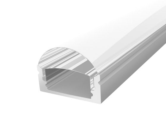 1M Slim Oval LED Channel 17mm with a Transparent PC Cover for LED Tape SIlver Finish