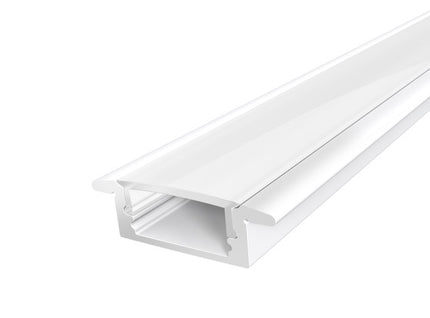 1M Slim Recessed Aluminium LED Profile 17mm with a Semi Clear Diffuser finished in White