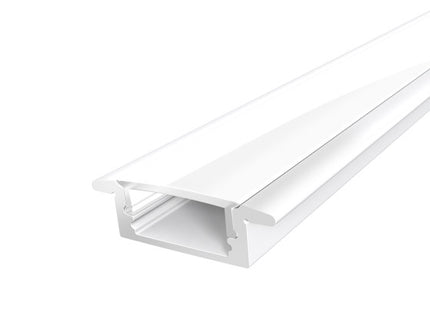 1M Slim Recessed LED Aluminium 17mm with an Opal Diffuse for flexible LED Stripsr White Finish
