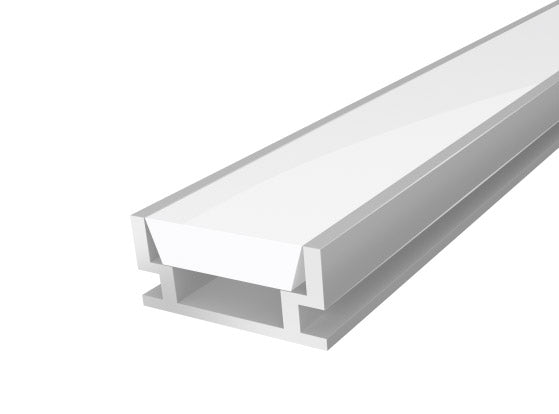 1M Walkover LED Channel 18mm with a Semi Diffused Glass PC Cover Silver Finish (IP65)