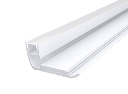 1M White Extruded Stair Nosing Profile 65mm with a Semi Diffused PC Cover For LED Tape White Finish