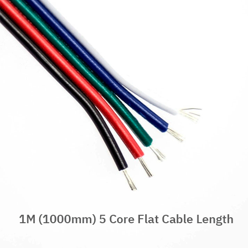 1M (1000mm) Extension 5 Core Flat Cable Length
