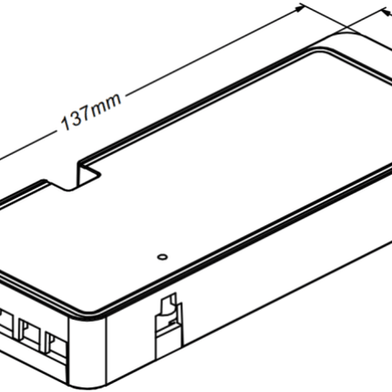 24W 12V 5 Output Cabinet LED Driver Dimensions. Includes 3P VHB sensor port.