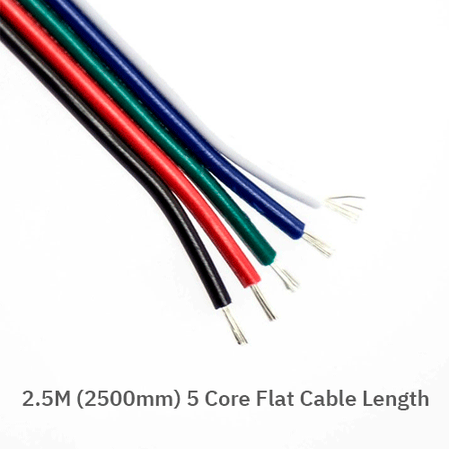 2.5M (2500mm) Extension 5 Core Flat Cable Length