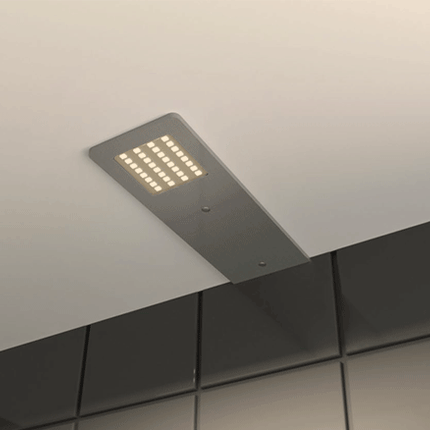 2700k silver undercabinet surface pad light, 4w, 24v.