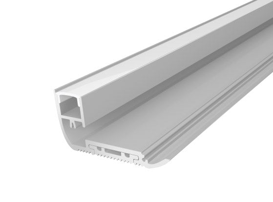 2M Silver Stair Nosing Profile 65mm with a Semi Diffused PC Cover For LED Strip Lights