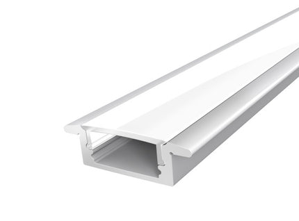2M Slim LED Aluminium LED Profile 17mm with an Opal Diffuser for Recessed Applications With Silver Finish