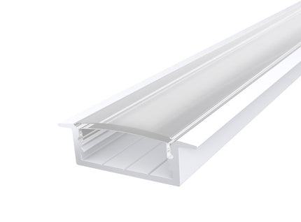 2M Slim Recessed Aluminium Extrusion 23mm with a Clear Diffuser White Finish