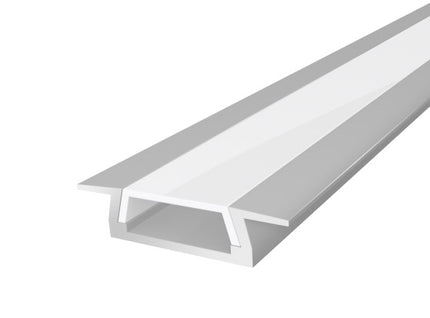 2M Slim Recessed Aluminium LED Profile 15mm with an Opal Diffuser finished in Silver