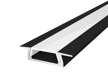 2M Slim Recessed LED Aluminium 15mm with a Light Frosted Diffuser finished in Black