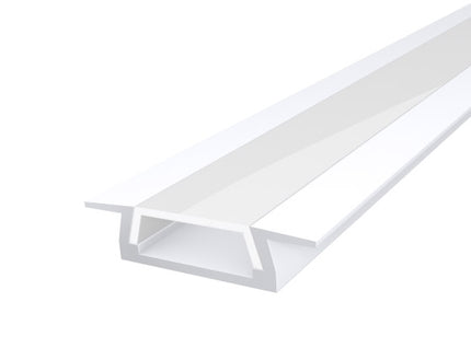 2M Slim Recessed LED Aluminium 15mm with a Semi Clear Diffuser White Finish