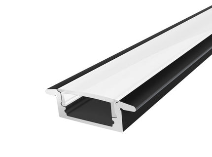 2M Slim Recessed LED Aluminium 17mm with a Clear Diffuser For flexible LED Strip Lights Black Finish