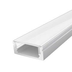 2M Slim Surface Mounted Aluminium Profile 17mm with a Semi Clear Diffuser Silver Finish