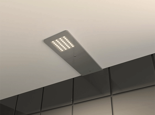 3000k silver undercabinet surface pad light, 4w, 24v.