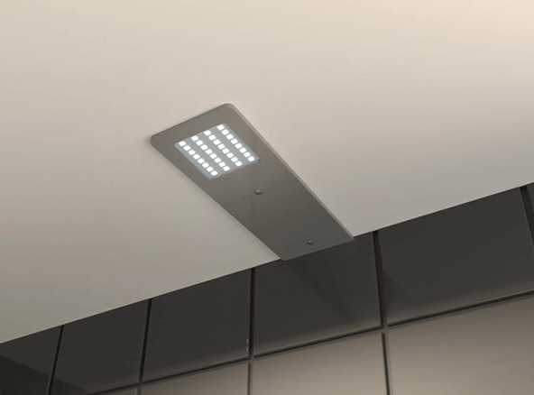 4000k silver undercabinet surface pad light, 4w, 24v.