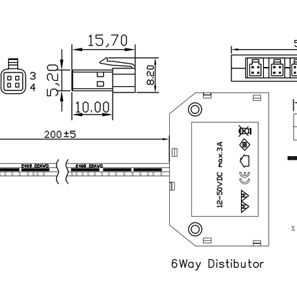 6 Way Splitter Distributor (3 Wire) For CCT LED Strip Lights and Components 12V-24V