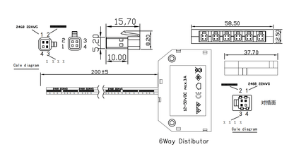 6 Way Splitter Distributor (3 Wire) For CCT LED Strip Lights and Components 12V-24V