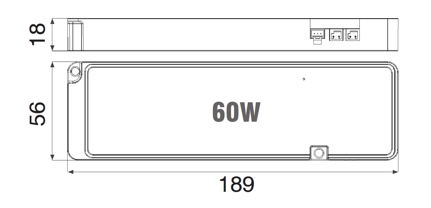 60W 24V Cabinet LED Driver Dimensions Overview