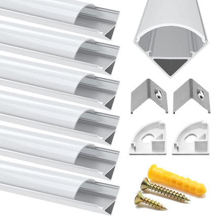 6 Pack Slim Corner Profile 16mm Silver Finish & Semi Clear Cover (1M)