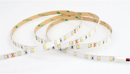 8mm Bright 2700K Warmer White LED Tape 60LED per meter (12W/M) SMD2835 (White PCB) IP65 Heat Shrink 24V