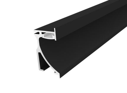 Black Aluminium LED Skirting Profile 70mm 1M with an Opal Diffuser For LED Tape Lights