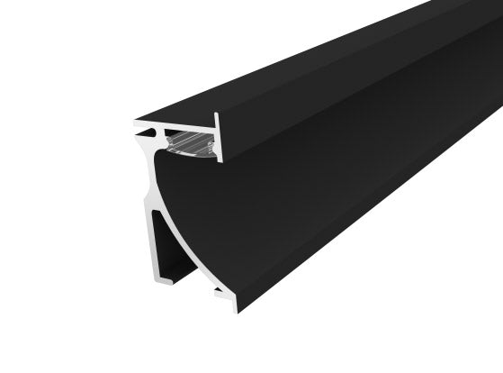 Black Extruded Aluminium Skirting 70mm Black 1M with a Clear PC Cover