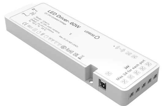 60W 24V 7 output cabinet LED Driver with micro connection ports