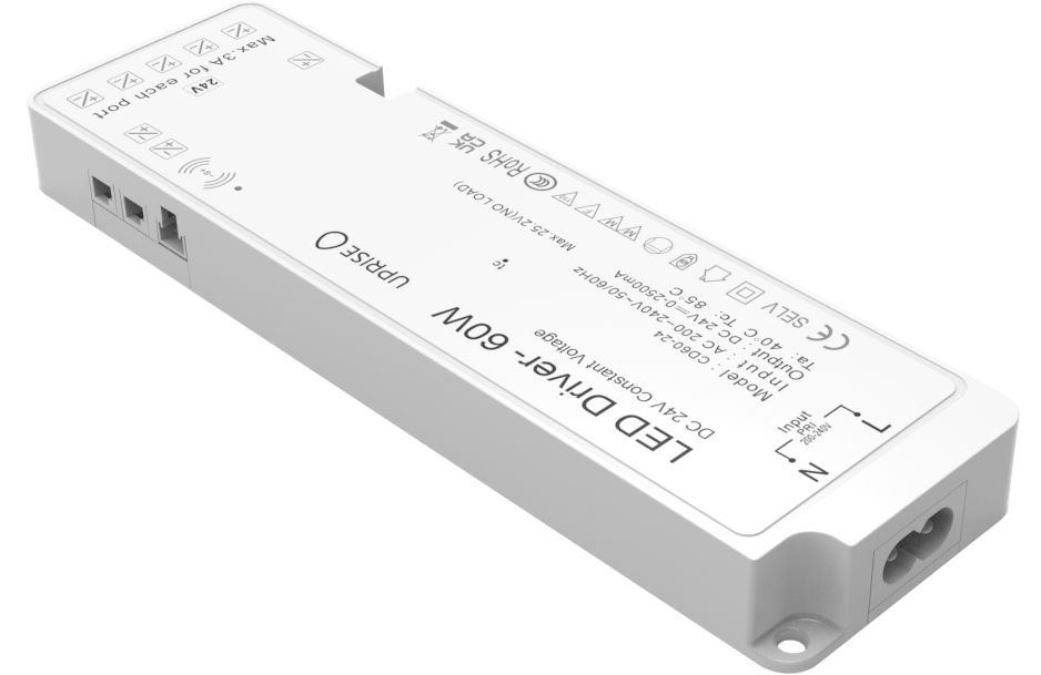 60W 24V 6 output cabinet LED Driver with IEC C7 socket