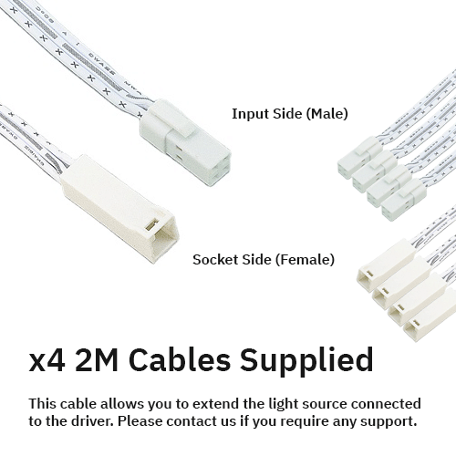 4 Pack 2M Plug & Play 3 Core (3 Wire) CCT / Digital Pixel Extension Cable With Micro Connectors