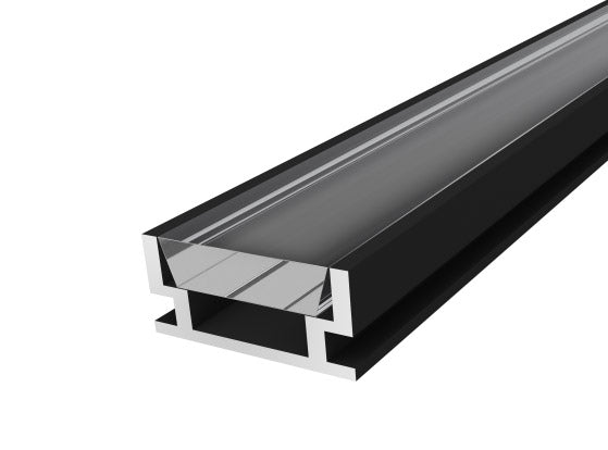 IP65 Walkover LED Profile 19mm Black 1M with a Clear Glass PC Cover