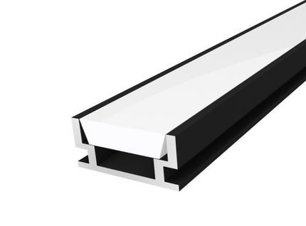 IP65 Waterproof Walkover LED Profile 19mm Black 1M with a Semi Clear Glass Diffuser